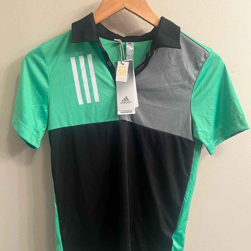 Adidas Green and Black Polo Shirt